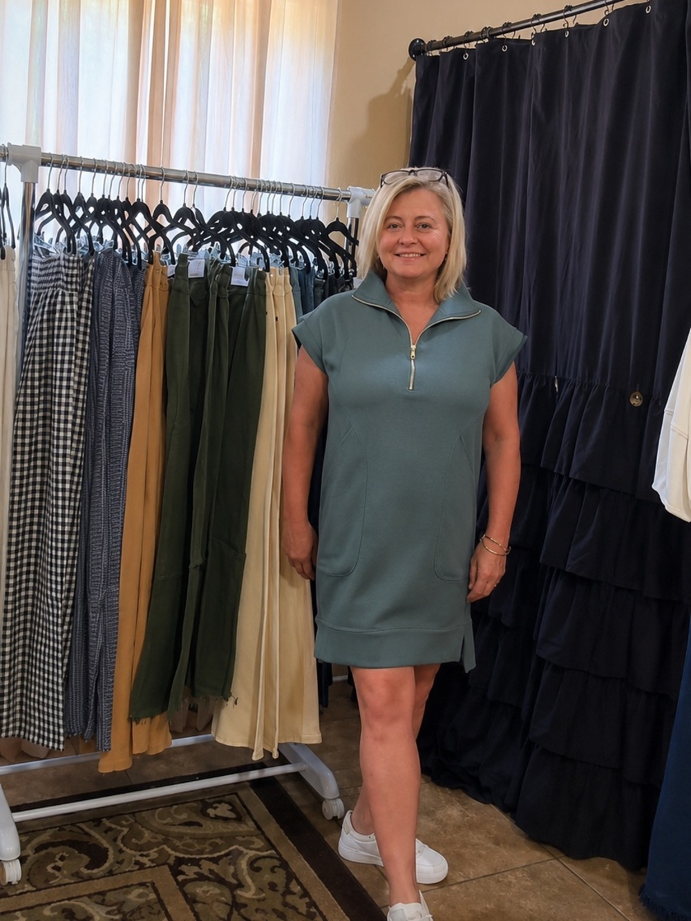 Easy Does It Ash Jade Quarter-Zip Dress